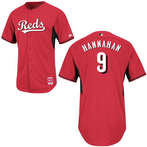 Jack Hannahan #9 Youth Baseball Jersey-Cincinnati Reds Authentic 2014 Cool Base BP Red MLB Jersey